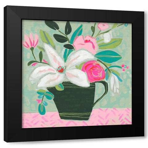 Cottage Petals I Black Modern Wood Framed Art Print with Double Matting by Vess, June Erica