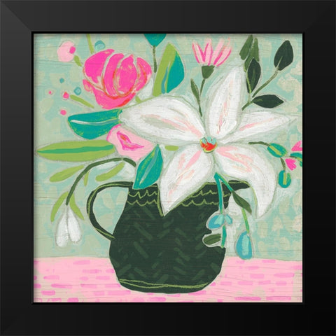 Cottage Petals II Black Modern Wood Framed Art Print by Vess, June Erica
