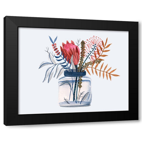 Indigo Whispers II Black Modern Wood Framed Art Print by Wang, Melissa