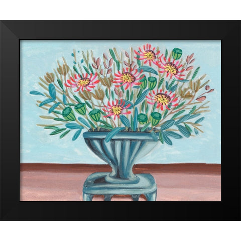 Spring Vase on Pedestal II Black Modern Wood Framed Art Print by Wang, Melissa