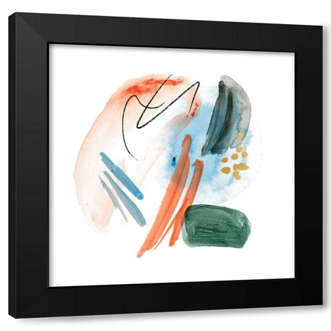 Vibrant Circles I Black Modern Wood Framed Art Print with Double Matting by Wang, Melissa