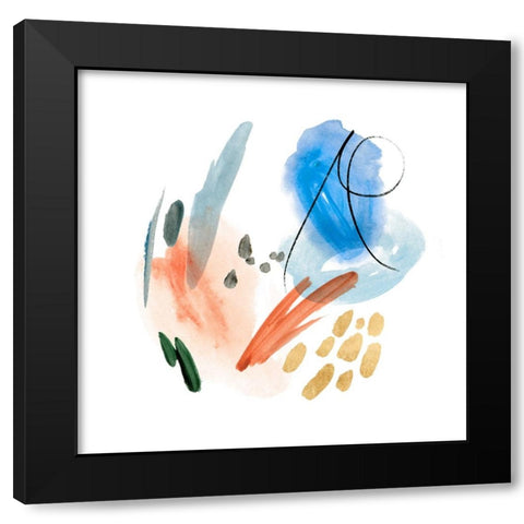 Vibrant Circles II Black Modern Wood Framed Art Print with Double Matting by Wang, Melissa