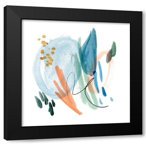 Vibrant Circles V Black Modern Wood Framed Art Print with Double Matting by Wang, Melissa