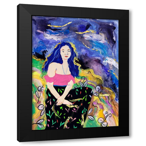 Night Galaxy II Black Modern Wood Framed Art Print with Double Matting by Wang, Melissa