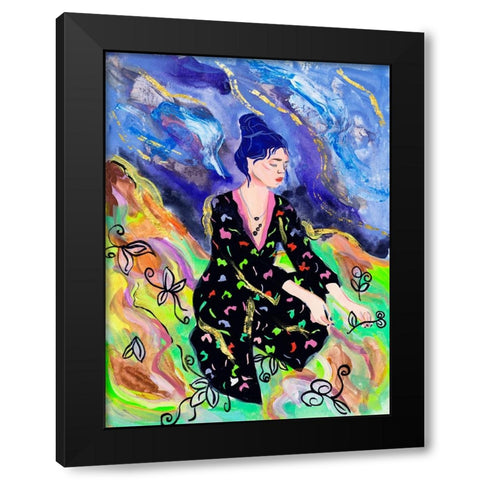 Night Galaxy IV Black Modern Wood Framed Art Print with Double Matting by Wang, Melissa