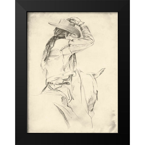 Custom Cowgirl on Horseback II Black Modern Wood Framed Art Print by Parker, Jennifer Paxton