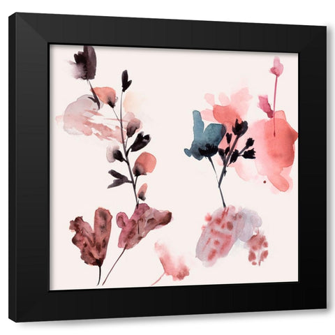 Flower Dreams V Black Modern Wood Framed Art Print with Double Matting by Wang, Melissa