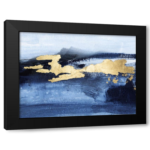 Gilded Indigo Sea I Black Modern Wood Framed Art Print with Double Matting by Barnes, Victoria