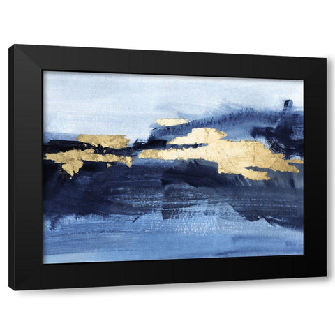 Gilded Indigo Sea II Black Modern Wood Framed Art Print with Double Matting by Barnes, Victoria