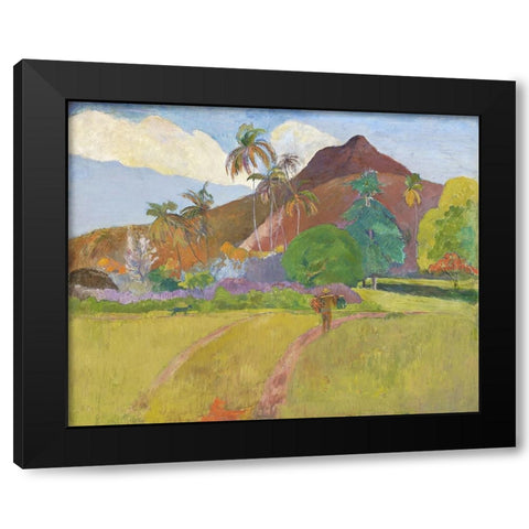 Tahitian Landscape Black Modern Wood Framed Art Print by Gauguin, Paul