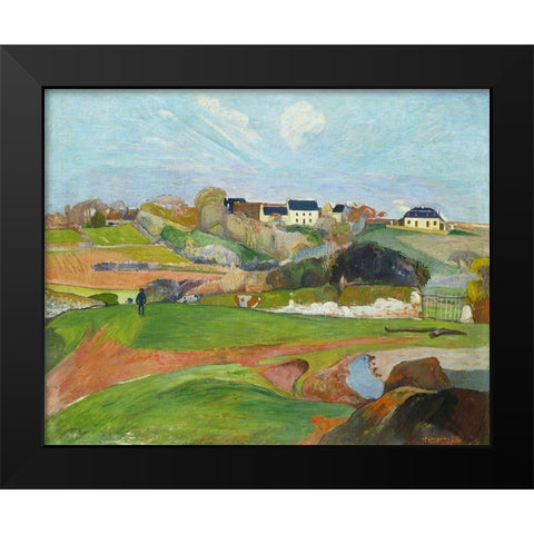 Landscape at Le Pouldu Black Modern Wood Framed Art Print by Gauguin, Paul