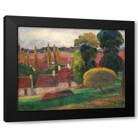 A Farm in Brittany Black Modern Wood Framed Art Print by Gauguin, Paul
