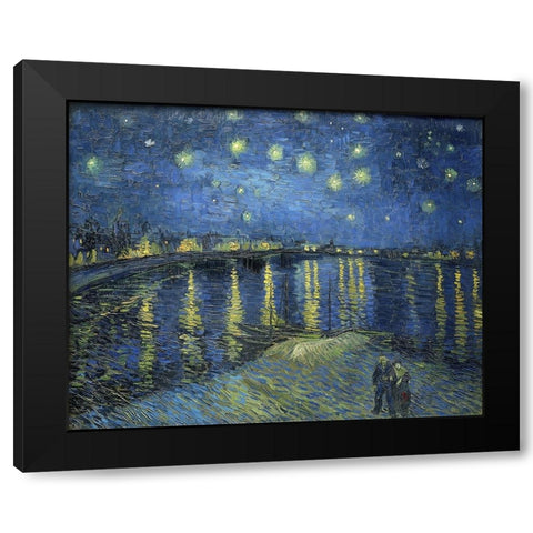 Starry Night Over the Rhone Black Modern Wood Framed Art Print with Double Matting by Van Gogh, Vincent