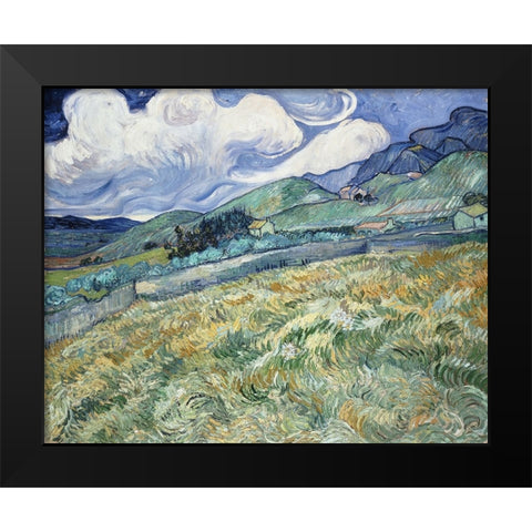 Landscape from Saint-Remy Black Modern Wood Framed Art Print by Van Gogh, Vincent