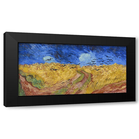 Wheatfield with Crows Black Modern Wood Framed Art Print by Van Gogh, Vincent