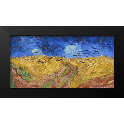 Wheatfield with Crows Black Modern Wood Framed Art Print by Van Gogh, Vincent