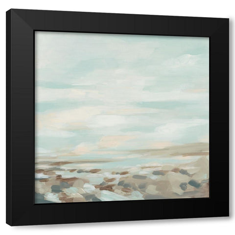 Pebble Surf II Black Modern Wood Framed Art Print with Double Matting by Vess, June Erica
