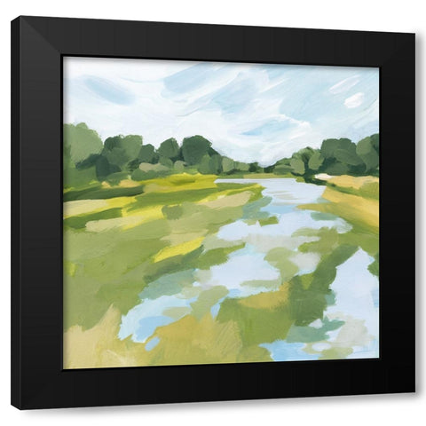 Verdant Abstract Wetland I Black Modern Wood Framed Art Print with Double Matting by Barnes, Victoria