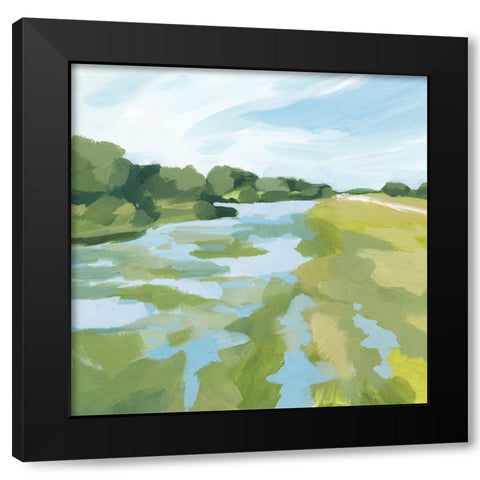 Verdant Abstract Wetland II Black Modern Wood Framed Art Print with Double Matting by Barnes, Victoria