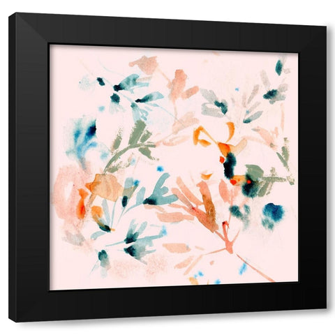 Peach Bloom I Black Modern Wood Framed Art Print with Double Matting by Wang, Melissa