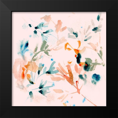 Peach Bloom I Black Modern Wood Framed Art Print by Wang, Melissa