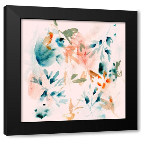 Peach Bloom III Black Modern Wood Framed Art Print with Double Matting by Wang, Melissa