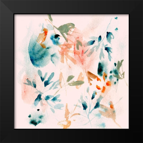 Peach Bloom III Black Modern Wood Framed Art Print by Wang, Melissa