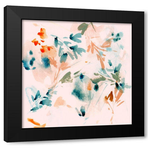 Peach Bloom IV Black Modern Wood Framed Art Print with Double Matting by Wang, Melissa