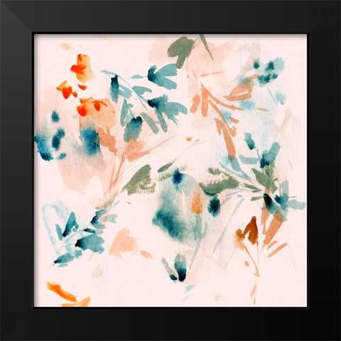 Peach Bloom IV Black Modern Wood Framed Art Print by Wang, Melissa