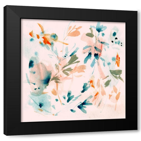 Peach Bloom VI Black Modern Wood Framed Art Print with Double Matting by Wang, Melissa