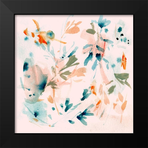 Peach Bloom VI Black Modern Wood Framed Art Print by Wang, Melissa