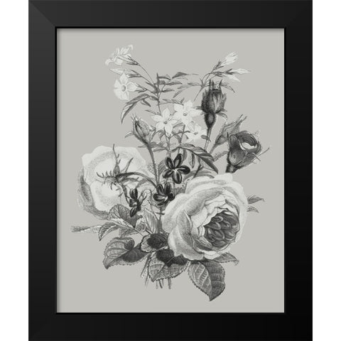 Antique Floral Spray III Black Modern Wood Framed Art Print by Vision Studio
