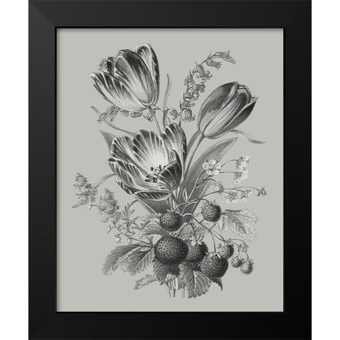 Antique Floral Spray IV Black Modern Wood Framed Art Print by Vision Studio