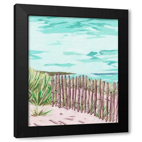 Beach Fence I Black Modern Wood Framed Art Print by Wang, Melissa