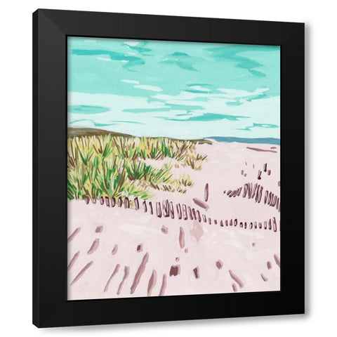 Beach Fence II Black Modern Wood Framed Art Print with Double Matting by Wang, Melissa