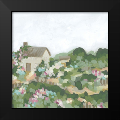Blossom Cottage I Black Modern Wood Framed Art Print by Vess, June Erica