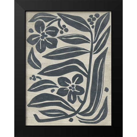 Island Folk Flowers I Black Modern Wood Framed Art Print by Vess, June Erica