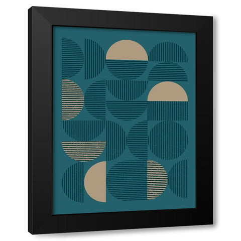 Teal Sand Geo I Black Modern Wood Framed Art Print with Double Matting by Vision Studio
