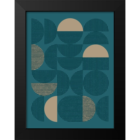 Teal Sand Geo I Black Modern Wood Framed Art Print by Vision Studio