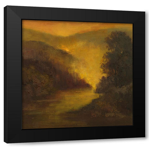 Mountain Side Glow Black Modern Wood Framed Art Print with Double Matting by Finch, Sheila