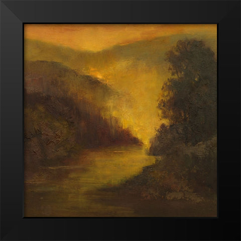 Mountain Side Glow Black Modern Wood Framed Art Print by Finch, Sheila
