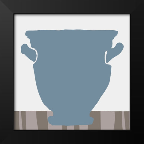 Indigo Striped Vase II Black Modern Wood Framed Art Print by Vision Studio
