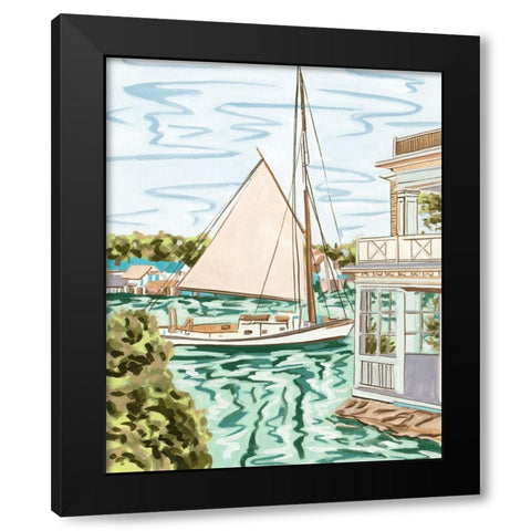 Summer Sails III Black Modern Wood Framed Art Print with Double Matting by Wang, Melissa
