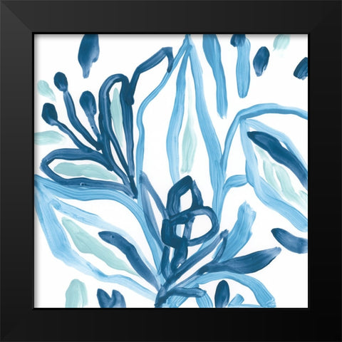 Blue Tropical Sketch I Black Modern Wood Framed Art Print by Vess, June Erica