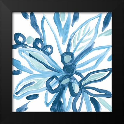Blue Tropical Sketch II Black Modern Wood Framed Art Print by Vess, June Erica