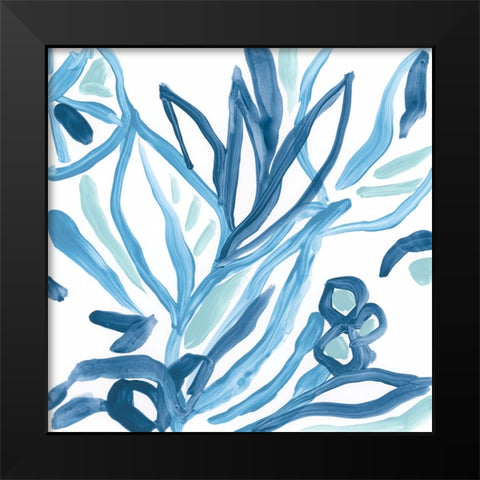 Blue Tropical Sketch IV Black Modern Wood Framed Art Print by Vess, June Erica