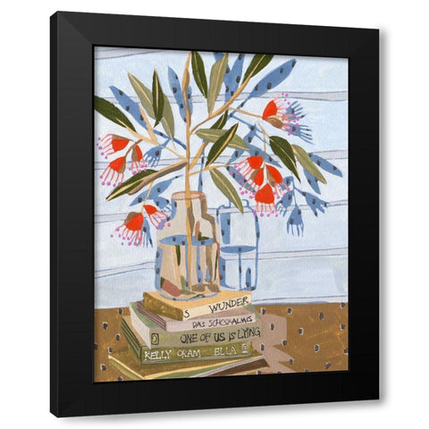 Vase and Books I Black Modern Wood Framed Art Print by Wang, Melissa