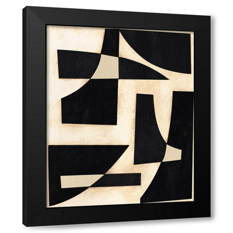 Onyx Cutout Shapes I Black Modern Wood Framed Art Print with Double Matting by Moore, Regina