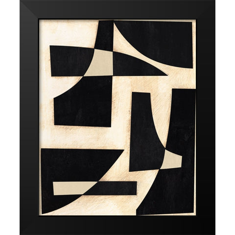 Onyx Cutout Shapes I Black Modern Wood Framed Art Print by Moore, Regina