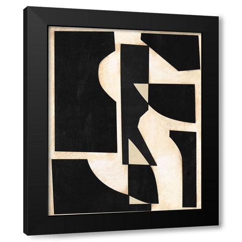 Onyx Cutout Shapes II Black Modern Wood Framed Art Print with Double Matting by Moore, Regina